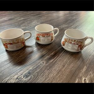 Set of three vintage sunny Brand soup recipe mugs